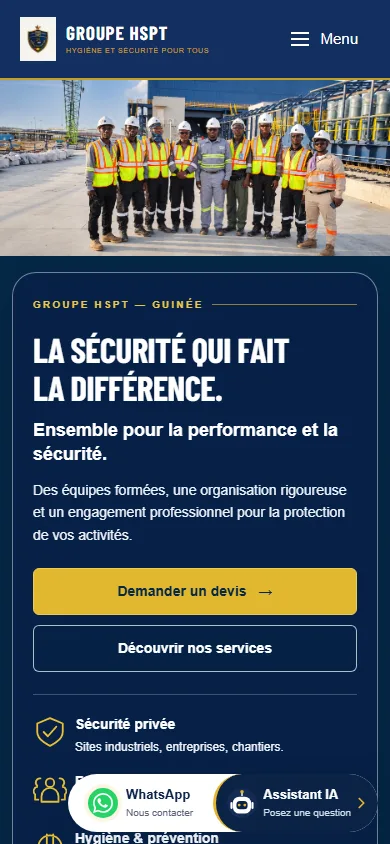 Groupe HSPT public website on mobile